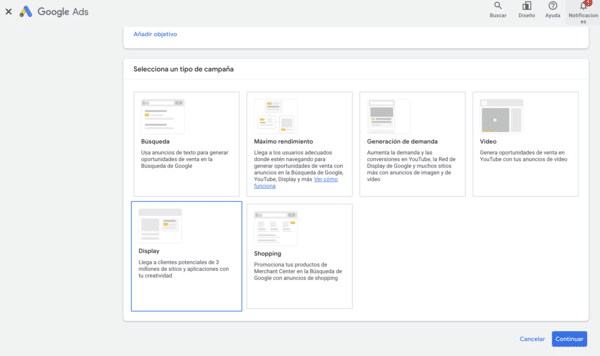 Campaña de retargeting en Google Ads